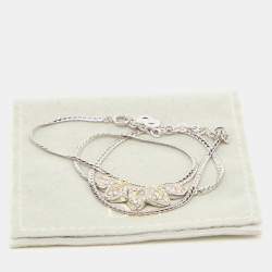 Dior Bijoux 5 Leaves Crystals Two Tone Necklace