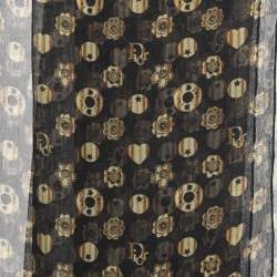 Dior Black Charm Print Silk Chiffon Stole