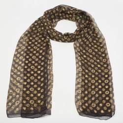 Dior Black Charm Print Silk Chiffon Stole