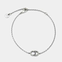 Pre Owned Dior CD Crystal Silver Tone Bracelet 
