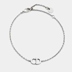 Pre Owned Dior CD Crystal Silver Tone Bracelet 