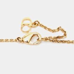 Pre Owned Dior Clair D Lunes Crystals Faux Pearl Gold Tone Necklace