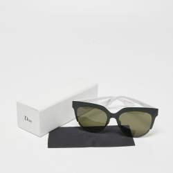 Pre Owned Dior Black Tone/Dark Green DiorSight2 RFA1E Cat-Eye Sunglasses