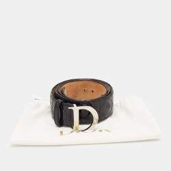 Dior Black Cannage Patent Leather D Buckle Belt 90CM