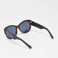 Dior Brown/Blue Inedite Crystals Embellished Cat Eye Sunglasses