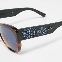 Dior Brown/Blue Inedite Crystals Embellished Cat Eye Sunglasses