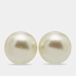 Dior Tribales Faux Pearl Gold Tone Stud Earrings