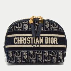 NEW Dior Cosmetic Makeup Bag Navy Velvet Pouch Bag