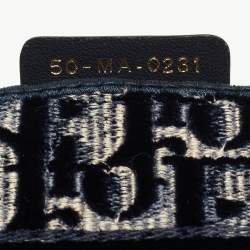 Pre Owned Dior Navy Blue/White Oblique Velvet Cosmetic Pouch