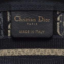 Pre Owned Dior Navy Blue/White Oblique Velvet Cosmetic Pouch