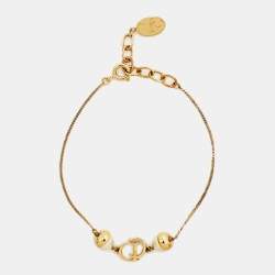 Pre Owned Dior Mise En Dior Faux Pearl Gold Tone Bracelet