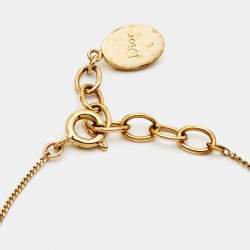 Pre Owned Dior Mise En Dior Faux Pearl Gold Tone Bracelet
