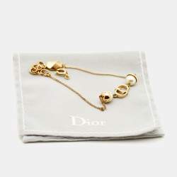 Pre Owned Dior Mise En Dior Faux Pearl Gold Tone Bracelet