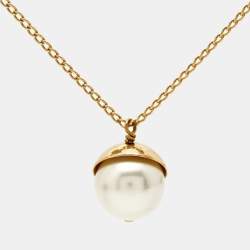 Dior Mise En Dior Faux Pearl Gold Tone Necklace