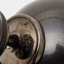 Pre Owned Dior Tribales CD Logo Gunmetal Tone Earrings