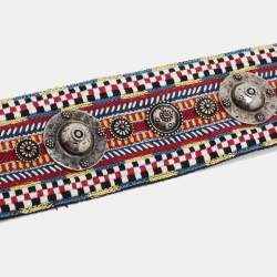 Pre Owned Dior Multicolor Fabric and Leather Studded Bohemian Inspired Shoulder Strap