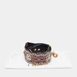 Pre Owned Dior Multicolor Fabric and Leather Studded Bohemian Inspired Shoulder Strap