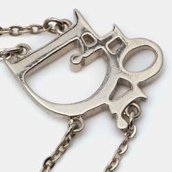 Dior Pink Crystal Oblique Charm Double Chain Bracelet