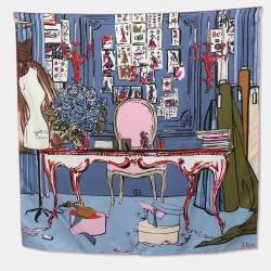 Dior Blue Haute Couture Print Silk Scarf