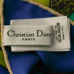 Dior Royal Blue Beach Umbrella Print Silk Scarf