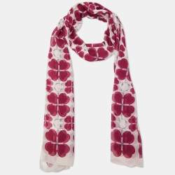 Christian Dior Pink Clover Love Printed Silk Scarf