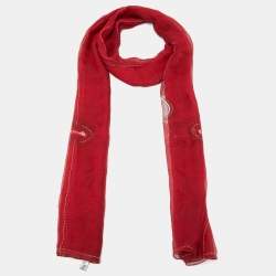 Luxury men's silk red scarf
