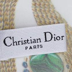 Pre Owned Christian Dior Off-White Jewel Printed Silk  Scarf