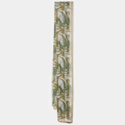 Pre Owned Christian Dior Off-White Jewel Printed Silk  Scarf