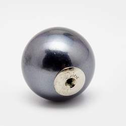 Pre Owned Dior Tribales Grey Faux Pearl Silver Tone Stud Earrings