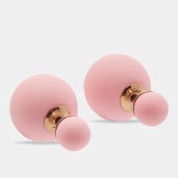 Dior Tribale Matte Pink Gold Tone Stud Earrings
