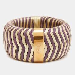 Dior Bicolor Leather Gold Tone Bracelet