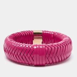 Dior Leather Gold Tone Wide Bracelet