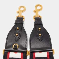 Pre Owned Dior Black/Red Embroidered Canvas and Leather Dioramoour Shoulder Bag Strap