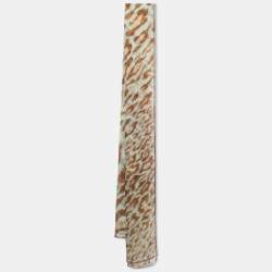 Dior Beige & Yellow Animal Printed Silk Scarf