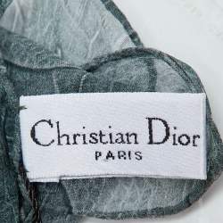 Christian Dior Grey Printed Silk Scarf