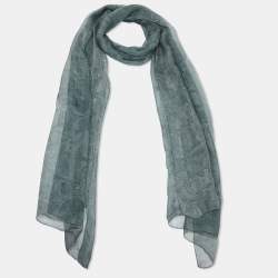 Christian Dior Grey Printed Silk Scarf