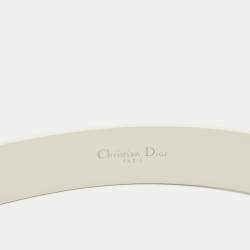مملوكة مسبقًا Dior White Leather 30 Montaigne Crystals Belt 90CM