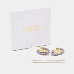 Dior 30 Montaigne Enamel Gold Tone Hoop Earrings