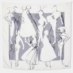 مملوكة مسبقًا Christian Dior Off-White Printed Silk Square Scarf