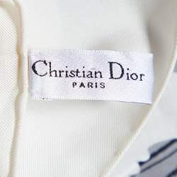 مملوكة مسبقًا Christian Dior Off-White Printed Silk Square Scarf
