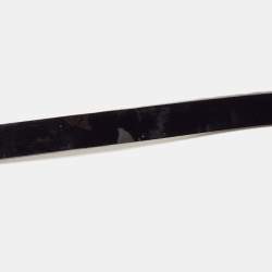 Pre Owned Dior Black Patent Leather Crystals Clasp Logo Waist Belt  