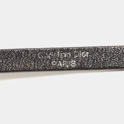 Pre Owned Dior Black Patent Leather Crystals Clasp Logo Waist Belt  