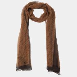 Christian Dior Brown oblique Printed Silk Stole