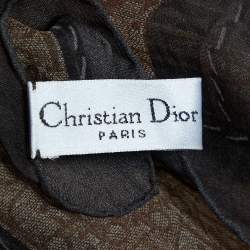 Christian Dior Brown oblique Printed Silk Stole