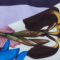 Pre Owned Dior Blue ABCDior 'I' for Iris Floral Print Silk Mitzah Scarf
