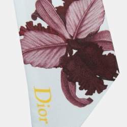 Pre Owned Dior Blue ABCDior 'I' for Iris Floral Print Silk Mitzah Scarf
