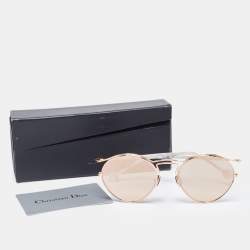 Dior White/Rose Gold Mirrored DDBOJ Frame Round Sunglasses
