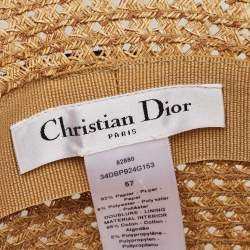 Pre Owned Christian Dior Brown Paper Embroidered D-Bobby Hat 