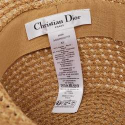 Pre Owned Christian Dior Brown Paper Embroidered D-Bobby Hat 