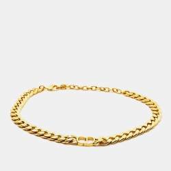 Dior 30 Montaigne Gold Tone Chain Link Choker Necklace